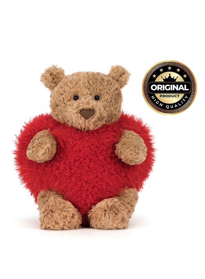 Jellycat دب بارثولوميو المحبوب لعبة قماشية 22 سم، دب محشو يحمل قلبًا أحمر، هدية قابلة للجمع فائقة النعومة للأطفال والأحباء - Image 1